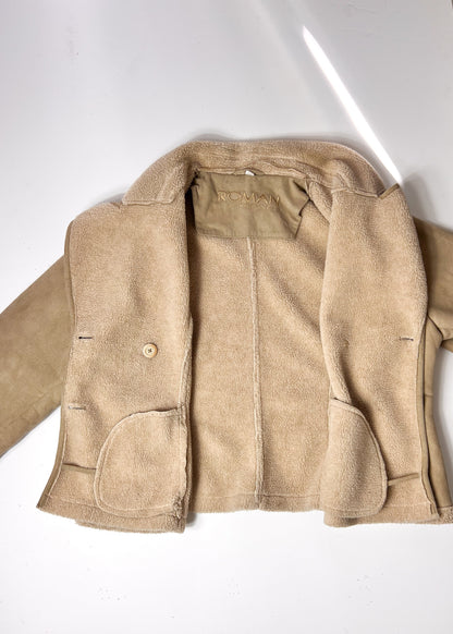 Beige Borg & Faux Suede Jacket - XL