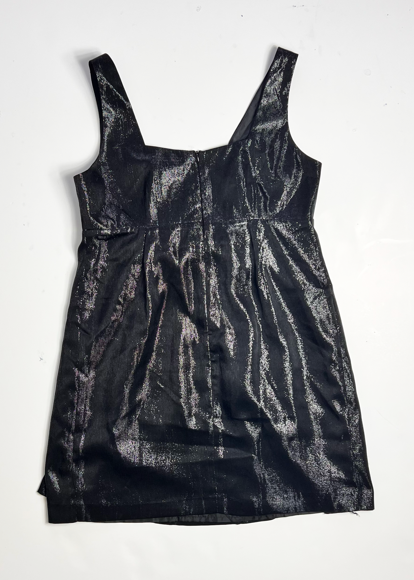 Y2K Shimmer Bow Black Strap Dress - UK12