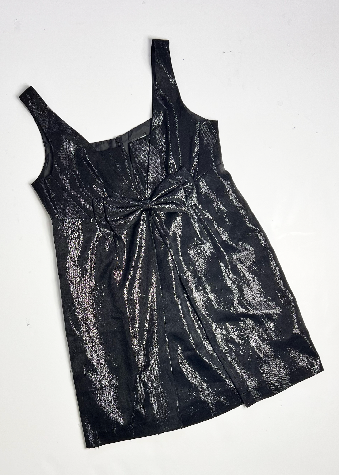 Y2K Shimmer Bow Black Strap Dress - UK12