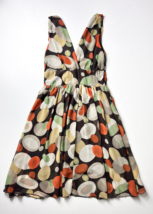 Y2K Abstract Circle Print Mini Dress - UK 12