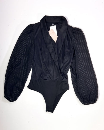 Emery Rose Black Balloon Sleeve Body - Large