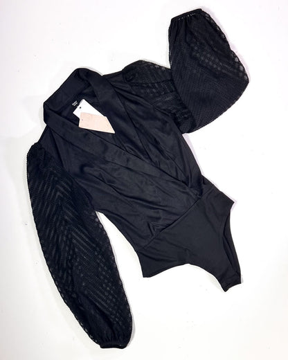 Emery Rose Black Balloon Sleeve Body - Large