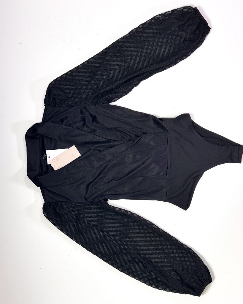 Emery Rose Black Balloon Sleeve Body - Large