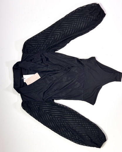 Emery Rose Black Balloon Sleeve Body - Large