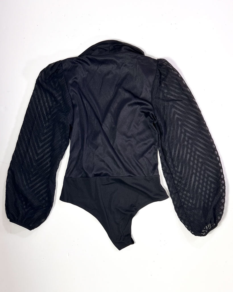 Emery Rose Black Balloon Sleeve Body - Large