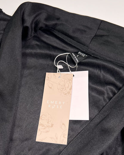 Emery Rose Black Balloon Sleeve Body - Large