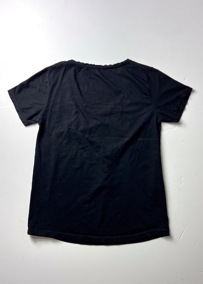 Flamingo Beaded & Sequin Black T-Shirt - Small