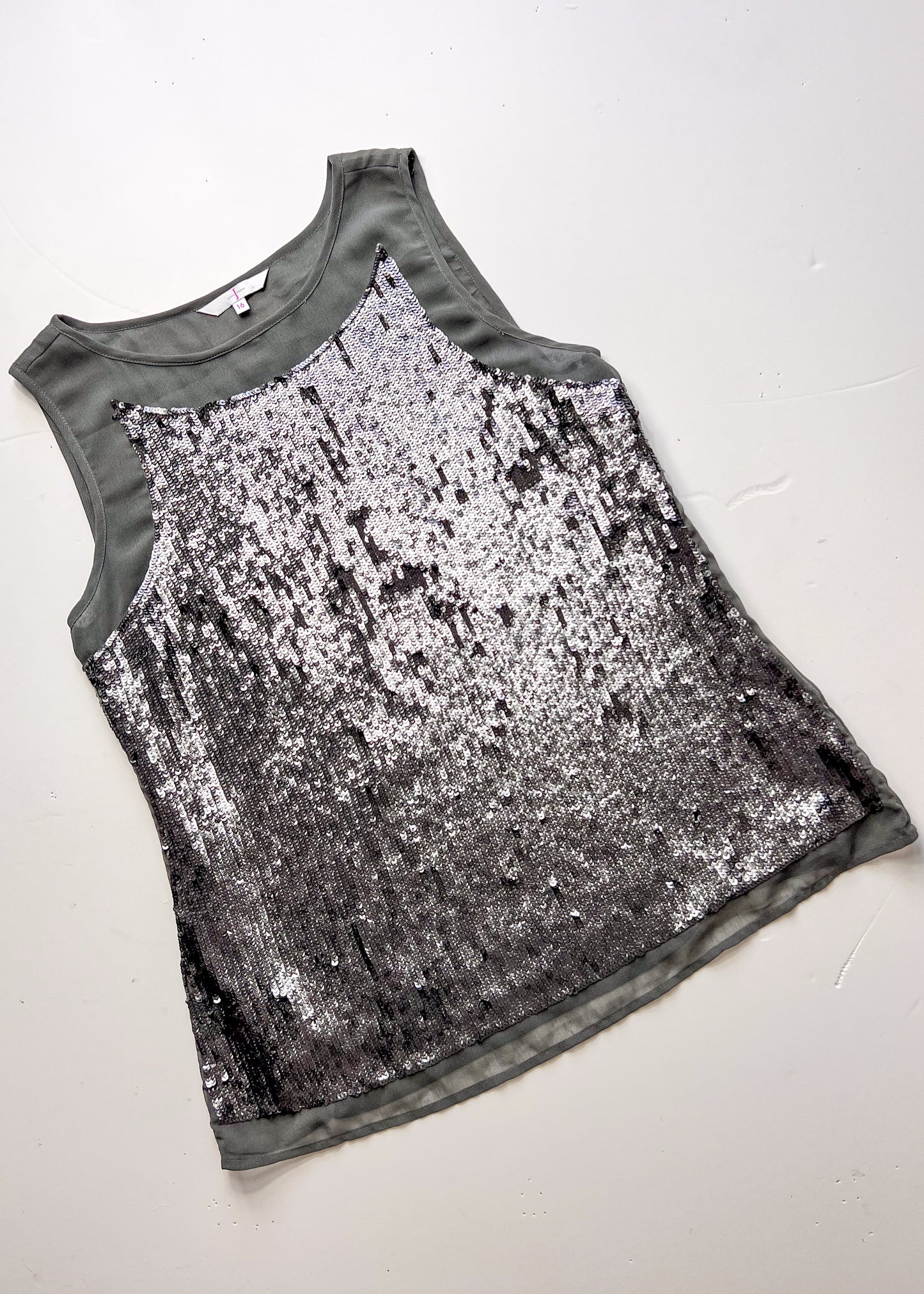Y2K Sequin Grey Tank Top - Large