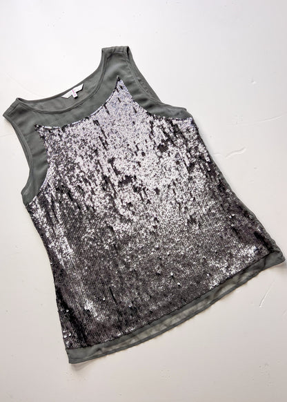 Y2K Sequin Grey Tank Top - Large