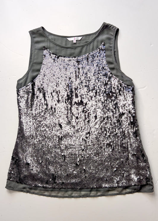 Y2K Sequin Grey Tank Top - Large