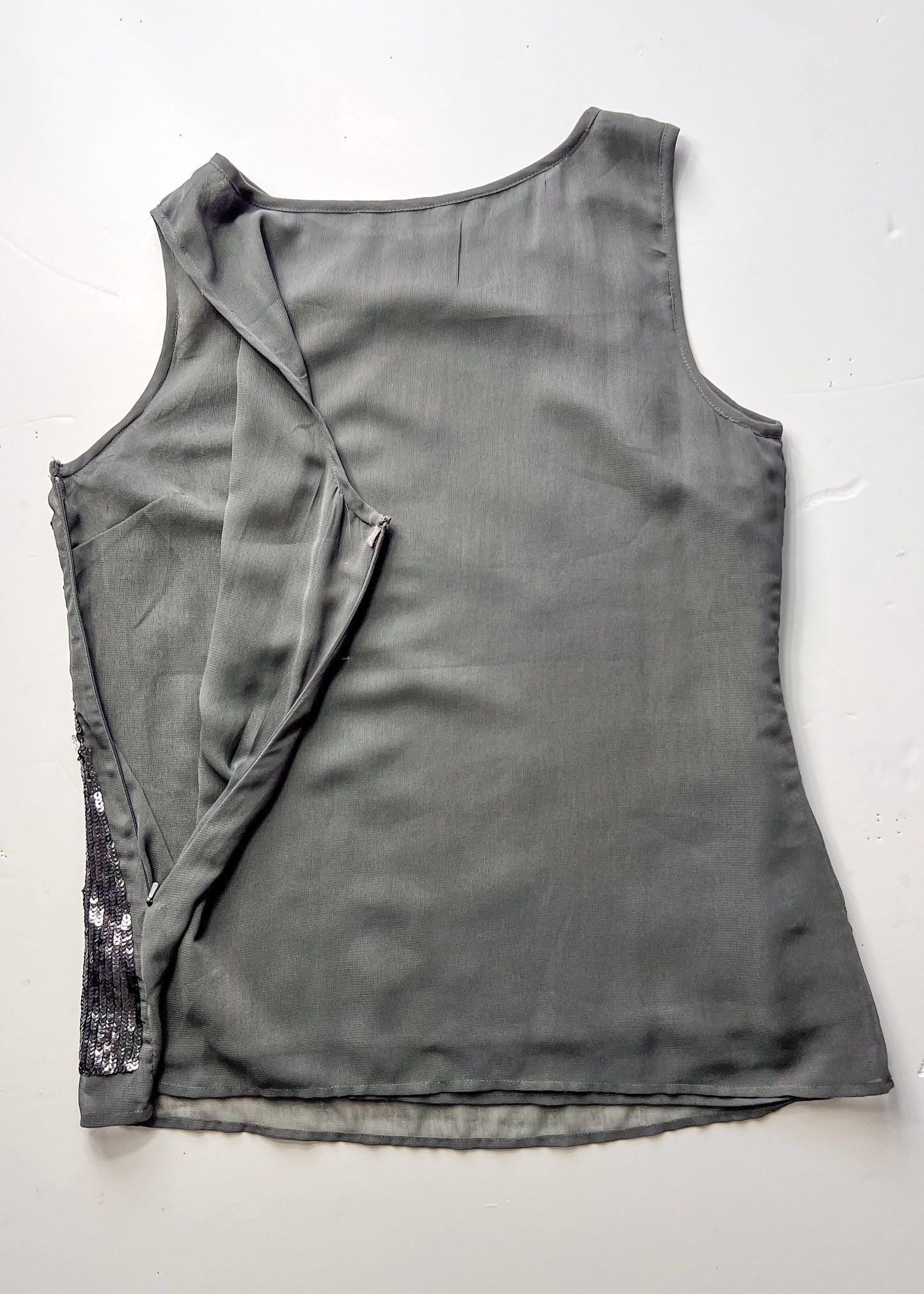 Y2K Sequin Grey Tank Top - Large