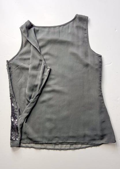 Y2K Sequin Grey Tank Top - Large