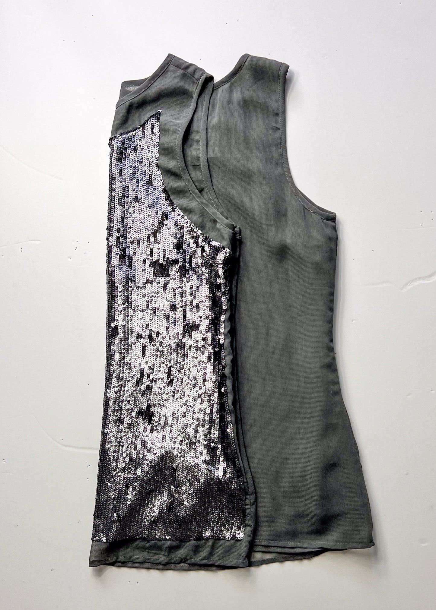 Y2K Sequin Grey Tank Top - Large