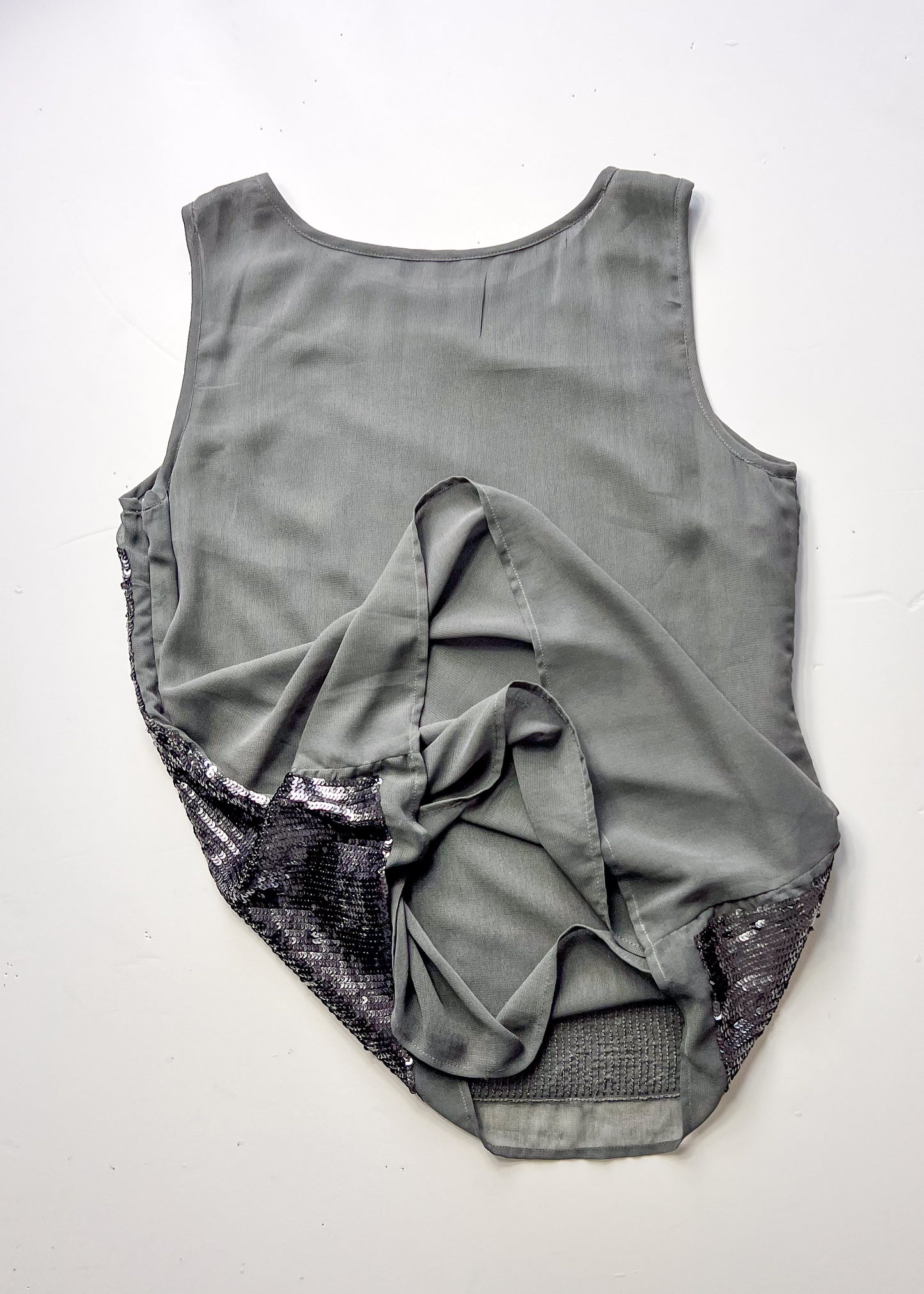 Y2K Sequin Grey Tank Top - Large