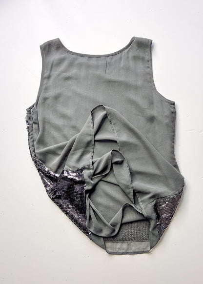 Y2K Sequin Grey Tank Top - Large