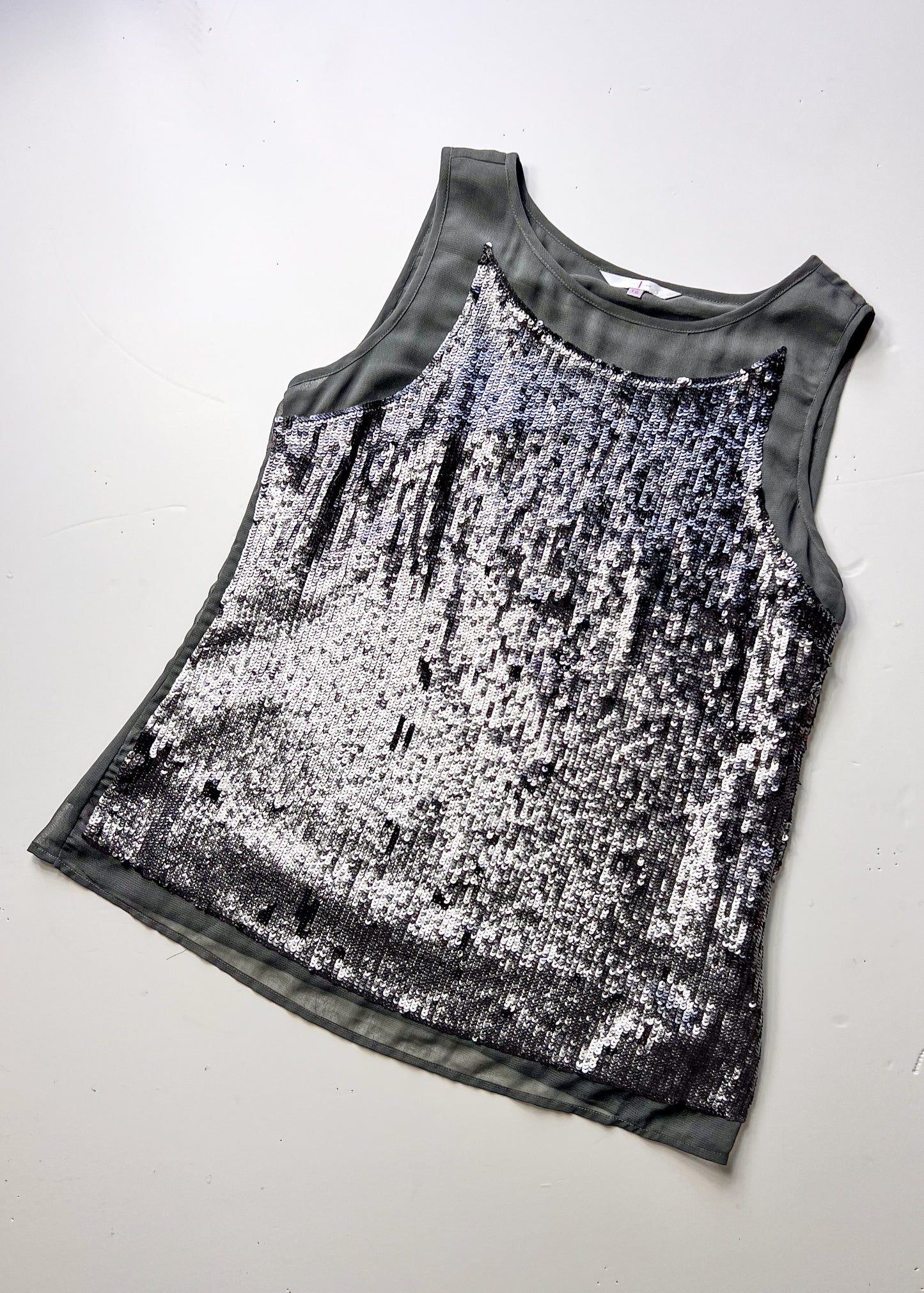 Y2K Sequin Grey Tank Top - Large