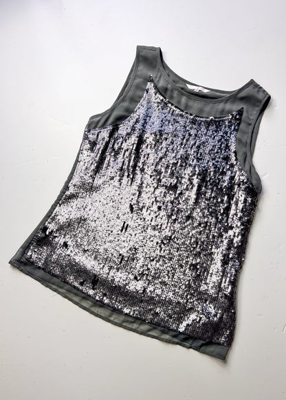 Y2K Sequin Grey Tank Top - Large