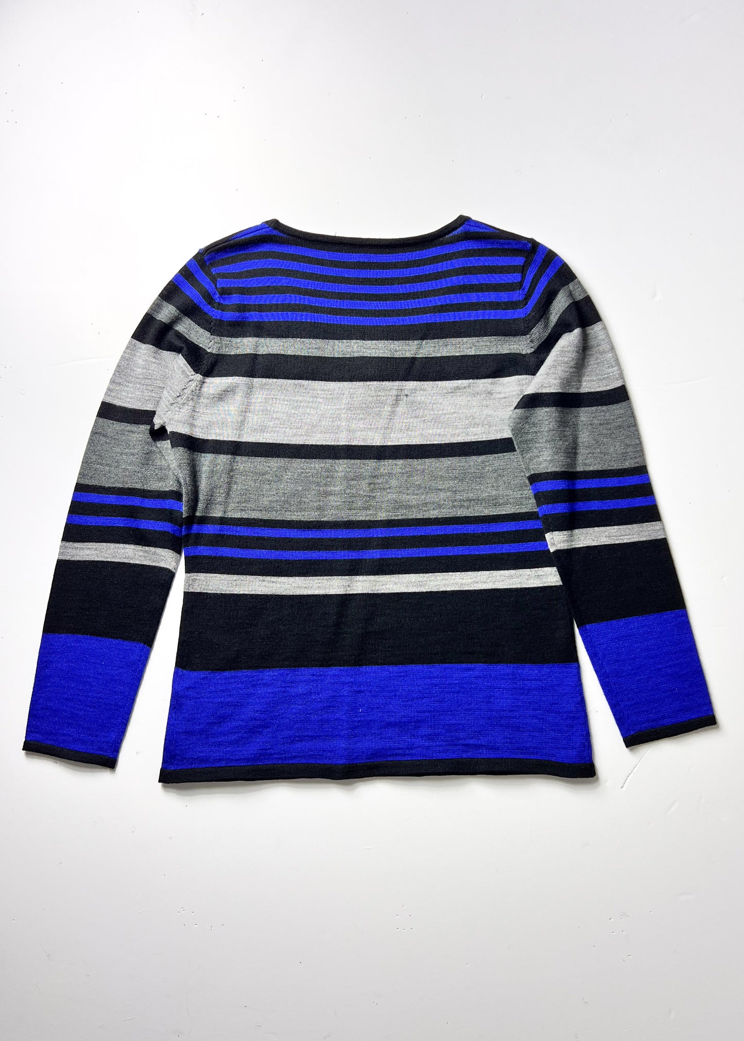 Blue & Grey Y2K Jumper with Bow & Bead Embellishment - UK 8