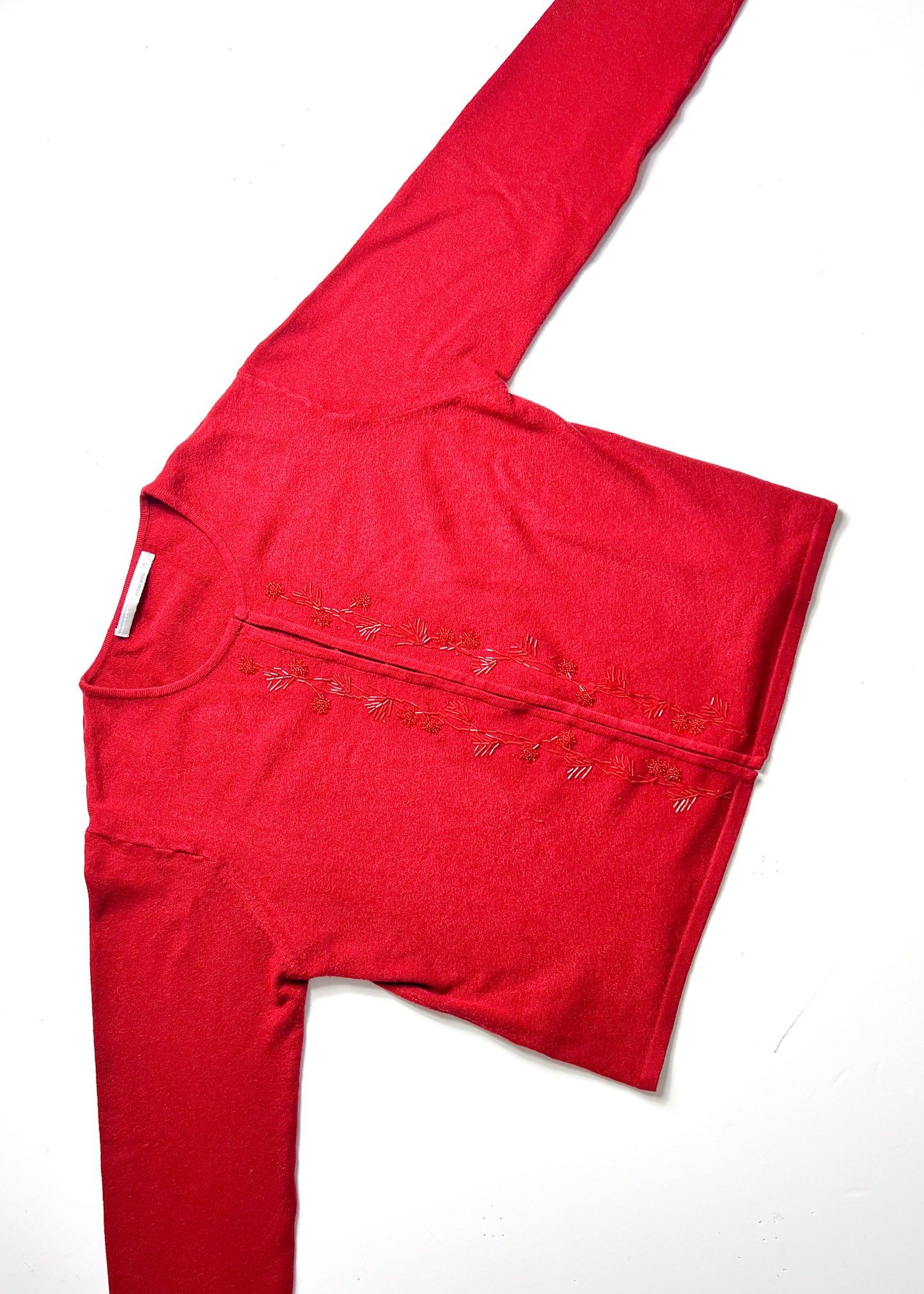 Amaranto Vintage Red Beaded Cardigan - Large