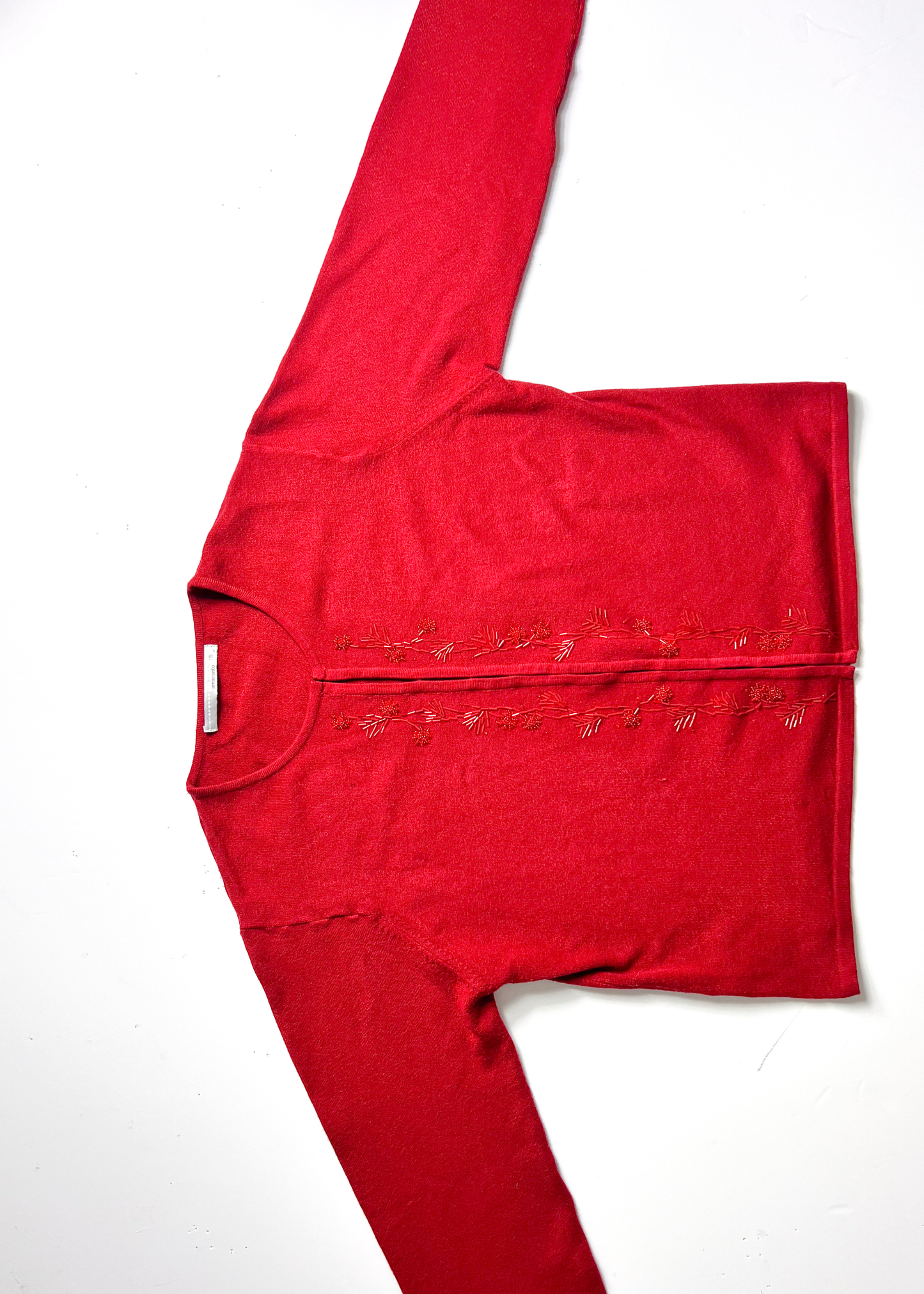 Amaranto Vintage Red Beaded Cardigan - Large