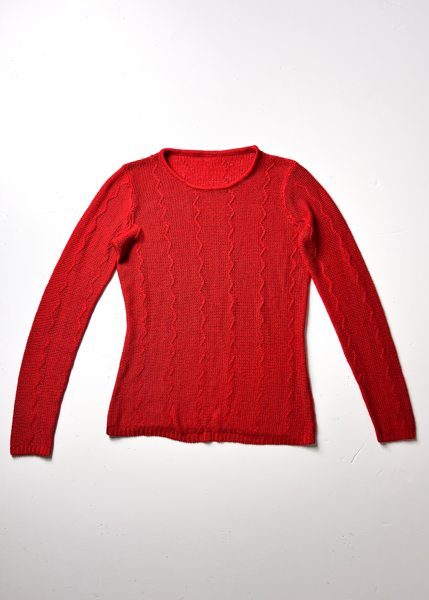 Red Vintage Zig Zag Knit Jumper - XS
