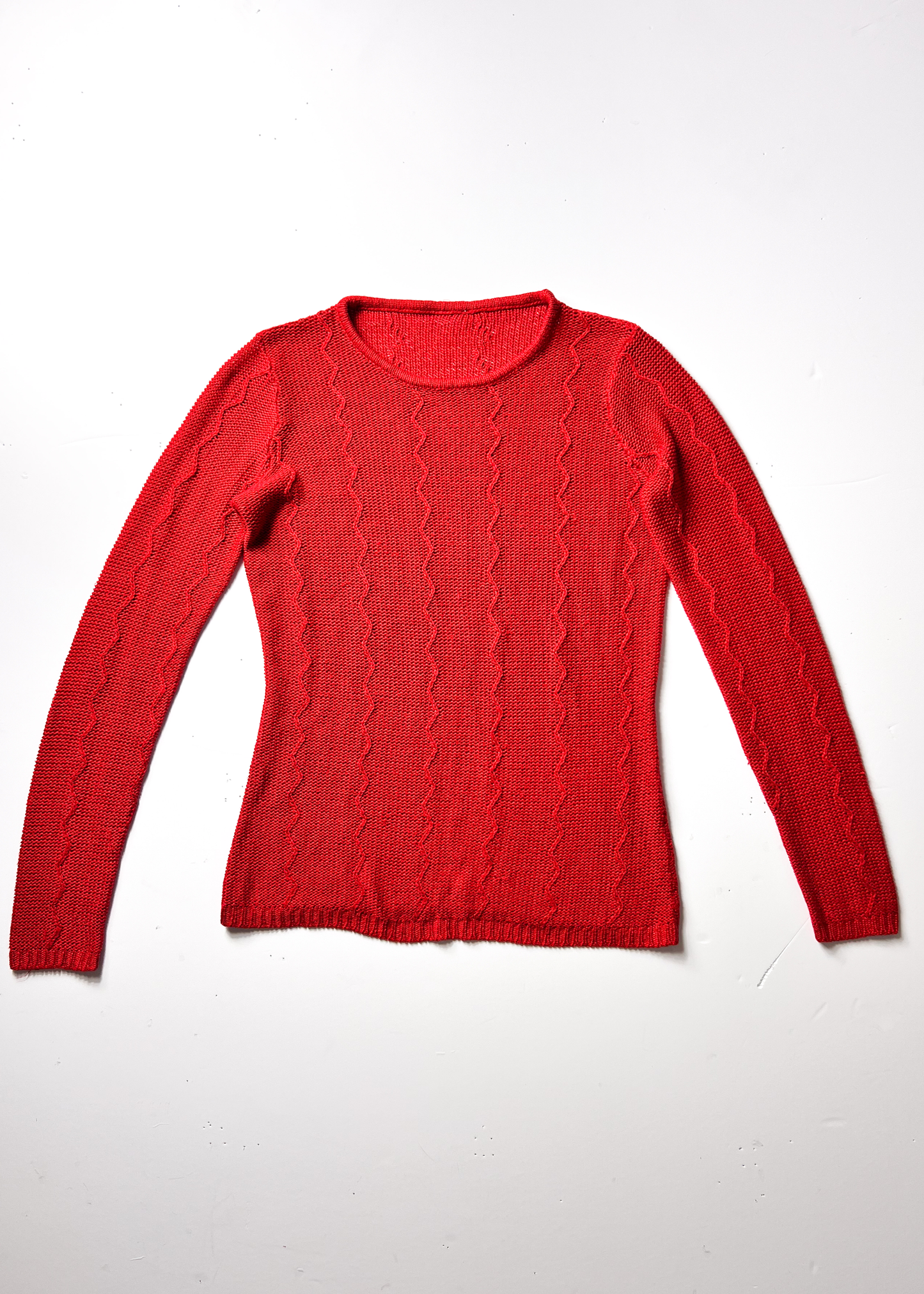 Red Vintage Zig Zag Knit Jumper - XS