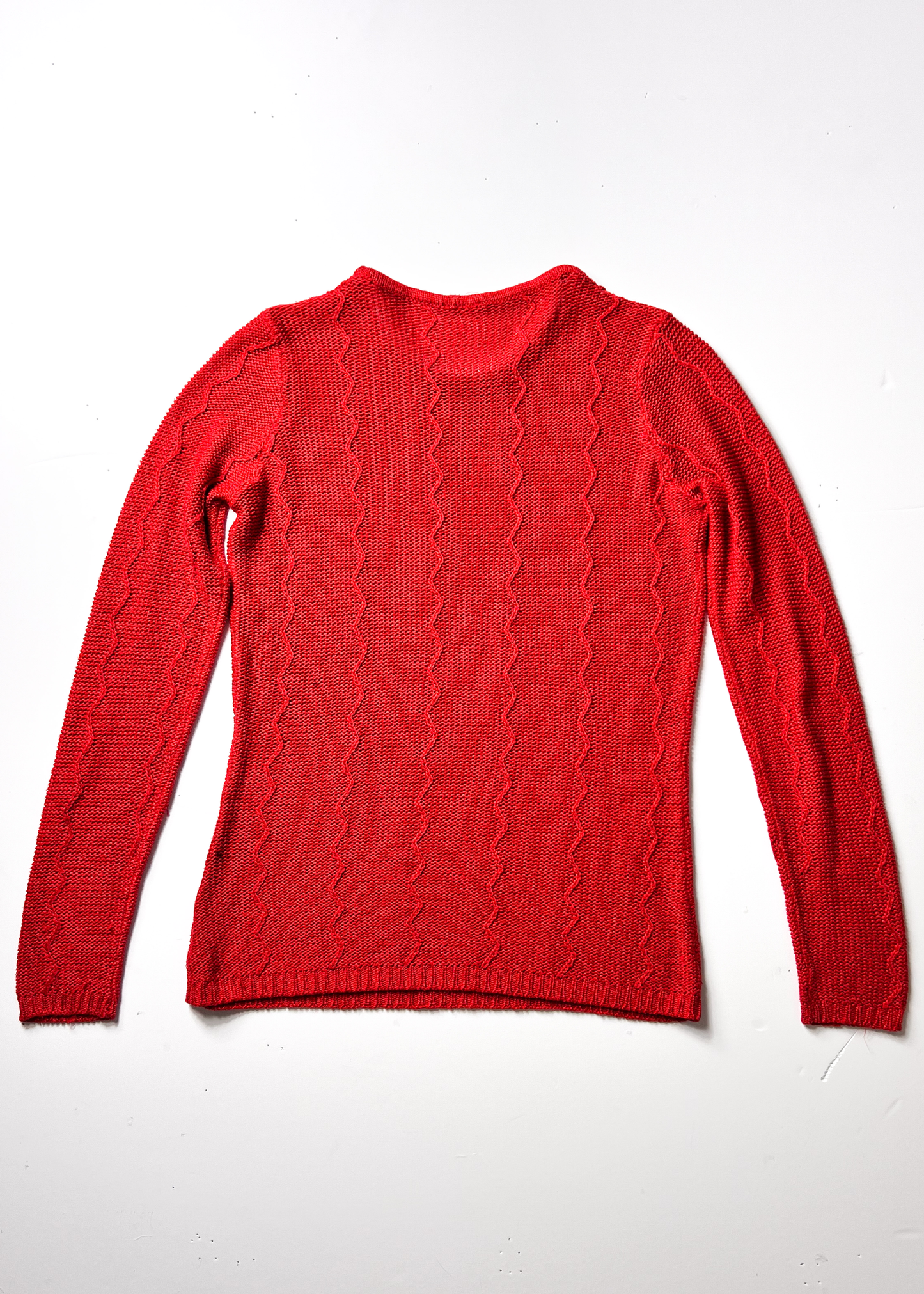 Red Vintage Zig Zag Knit Jumper - XS