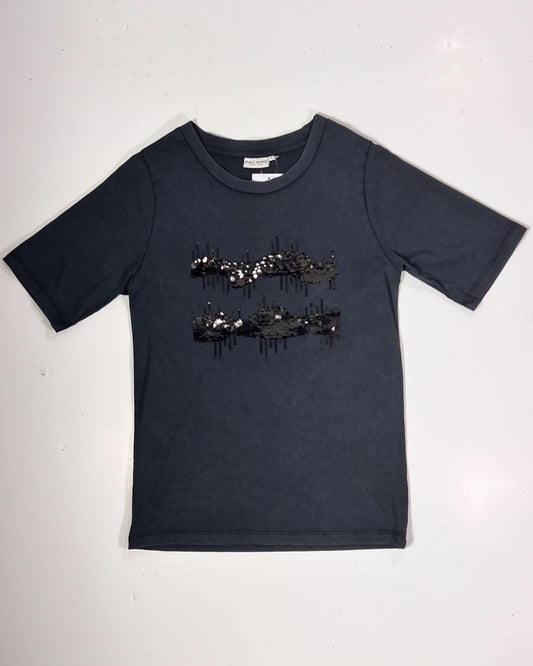 Sequin Skyline Black T-Shirt -Small