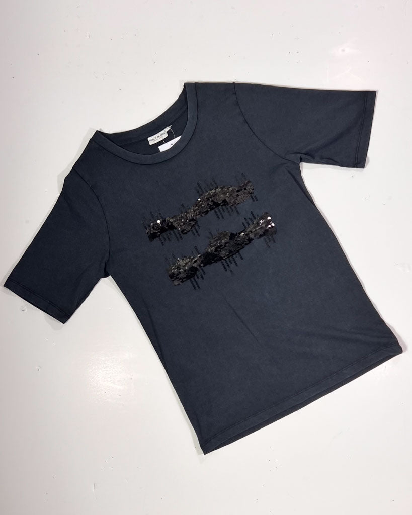 Sequin Skyline Black T-Shirt -Small