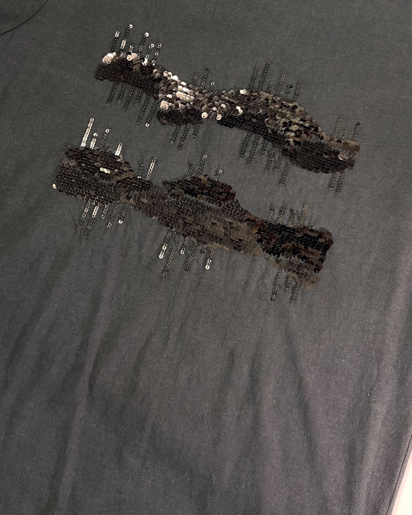 Sequin Skyline Black T-Shirt -Small