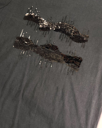 Sequin Skyline Black T-Shirt -Small