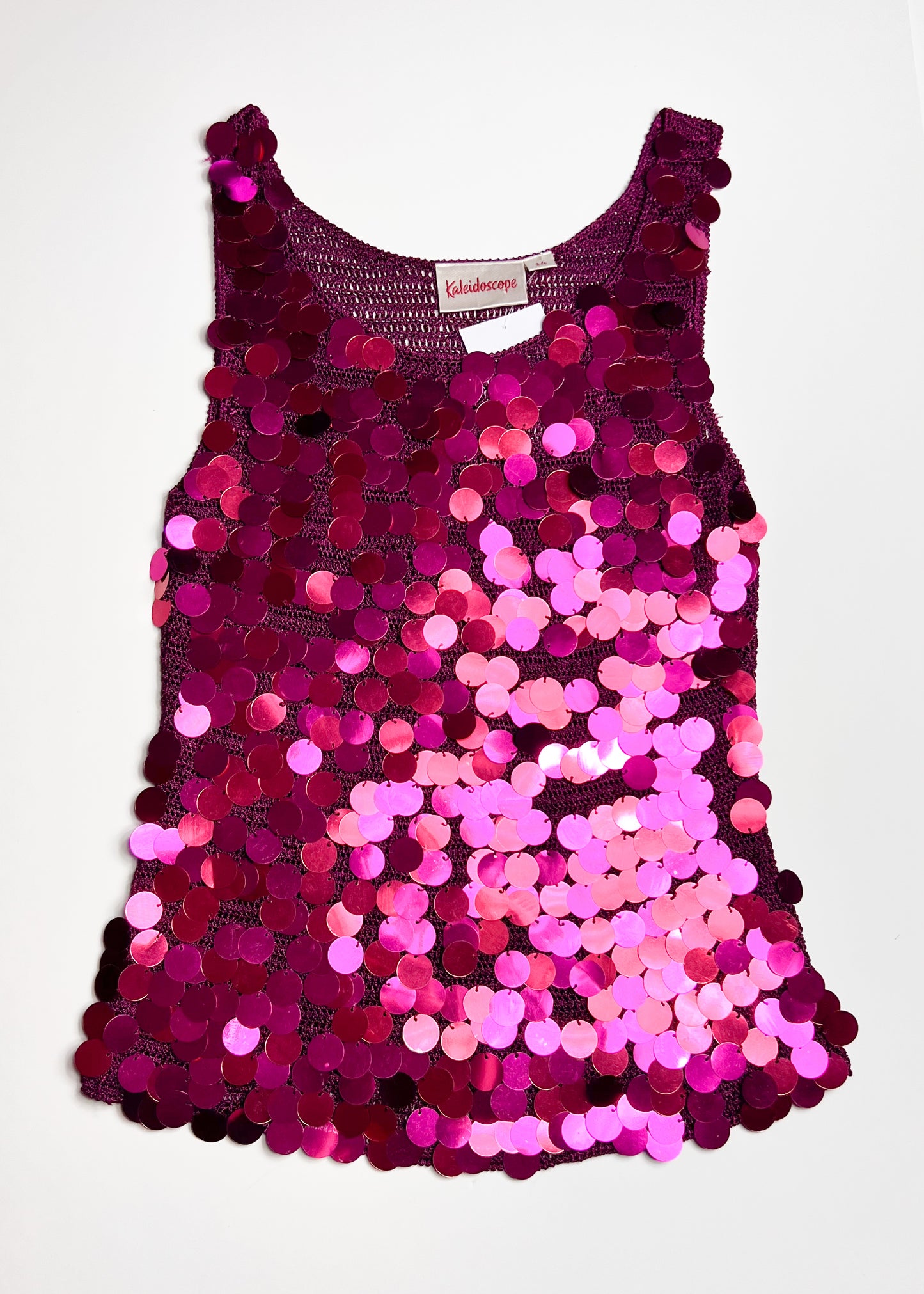 Pink Sequin Knit Tank Top