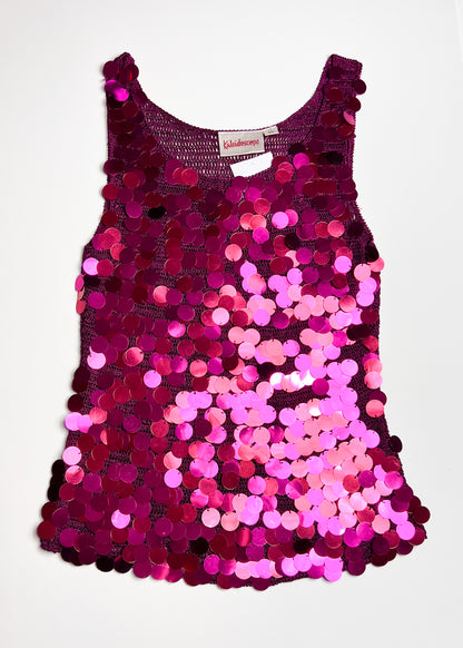Pink Sequin Knit Tank Top