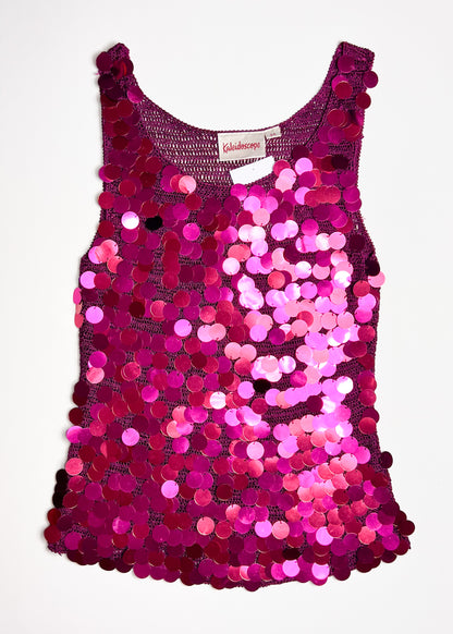 Pink Sequin Knit Tank Top