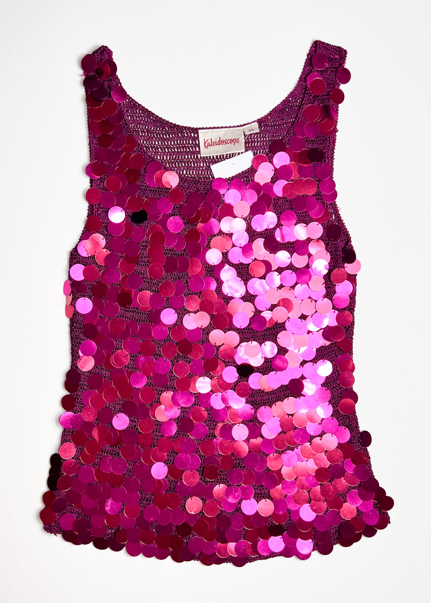 Pink Sequin Knit Tank Top