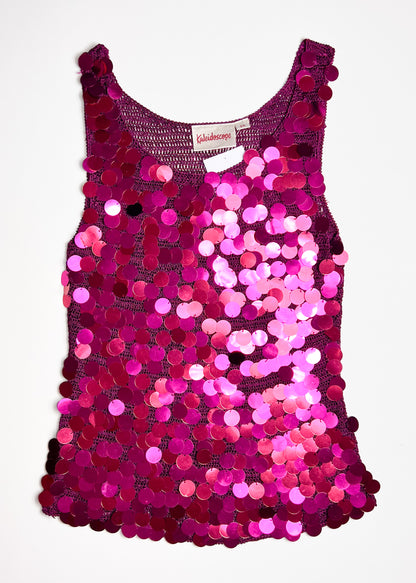Pink Sequin Knit Tank Top