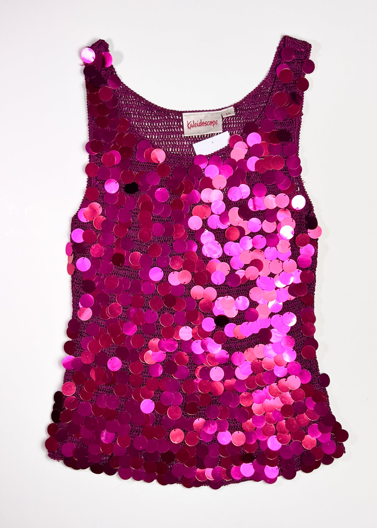 Pink Sequin Knit Tank Top