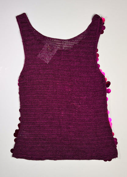 Pink Sequin Knit Tank Top