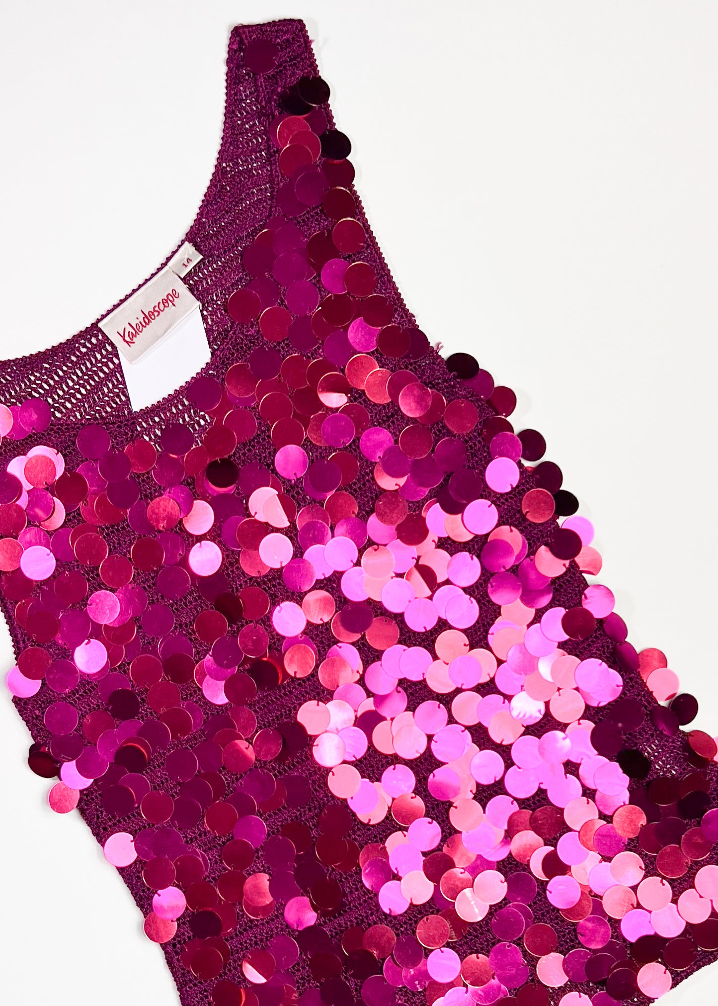 Pink Sequin Knit Tank Top