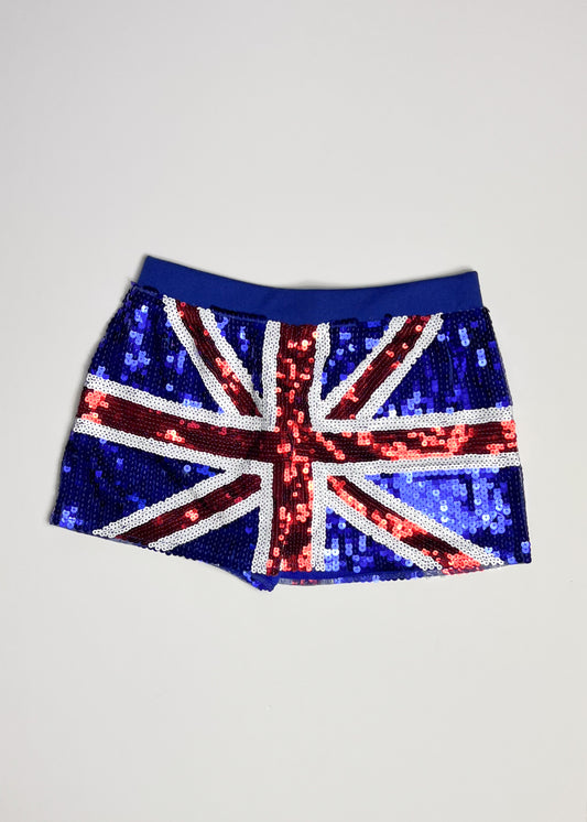Sequin Union Jack Blue Shorts