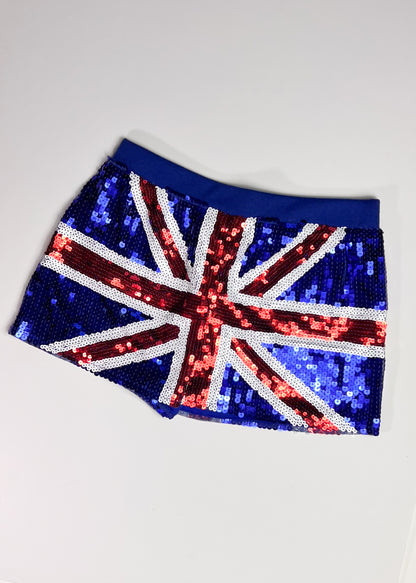 Sequin Union Jack Blue Shorts