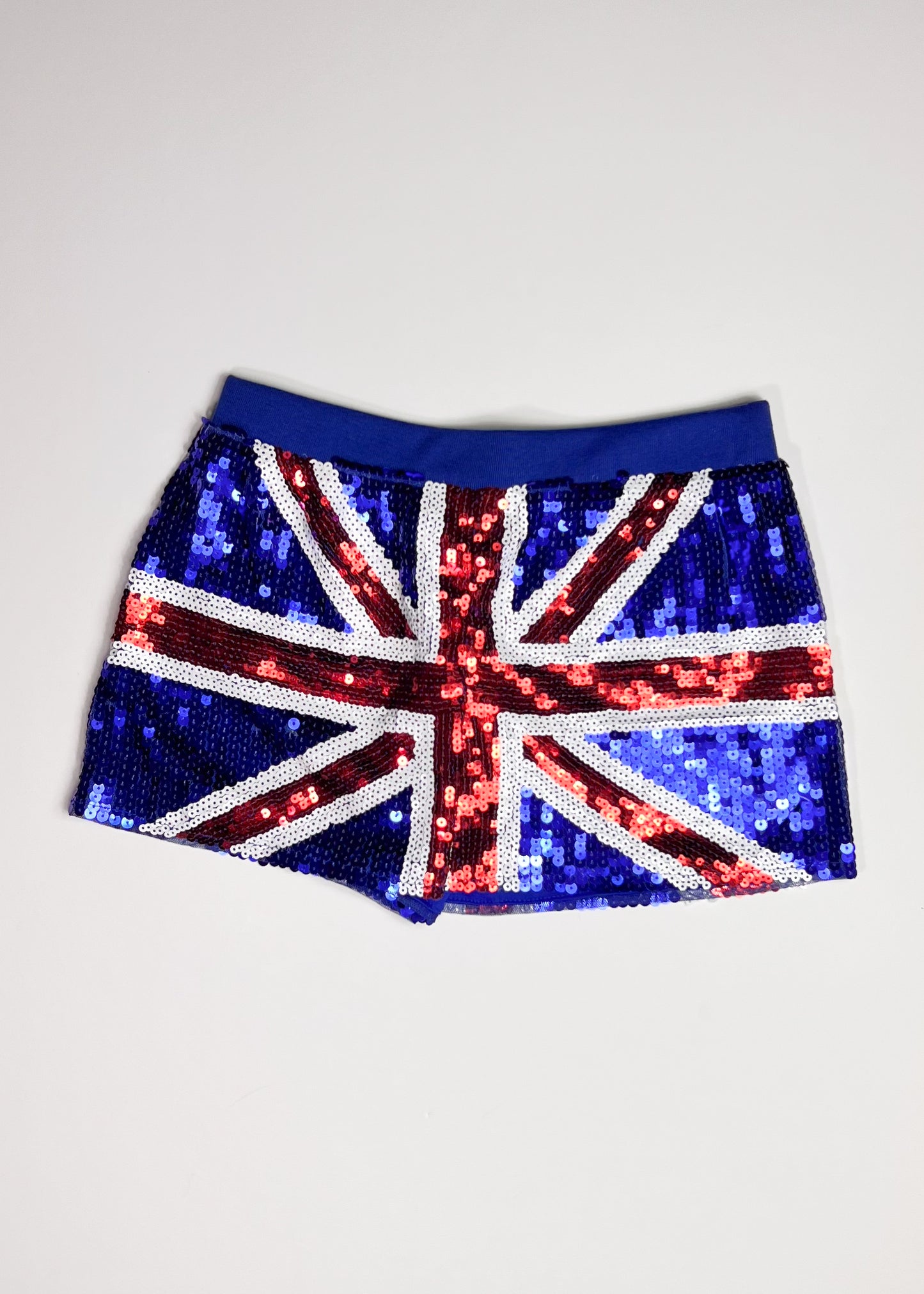 Sequin Union Jack Blue Shorts