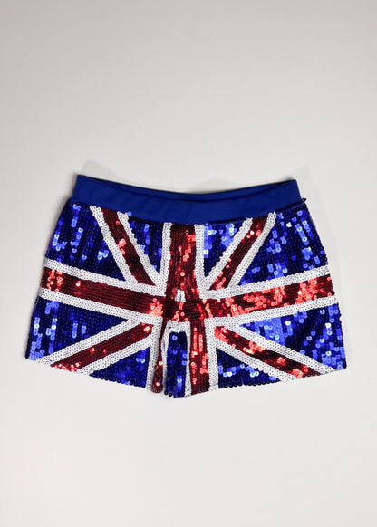 Sequin Union Jack Blue Shorts