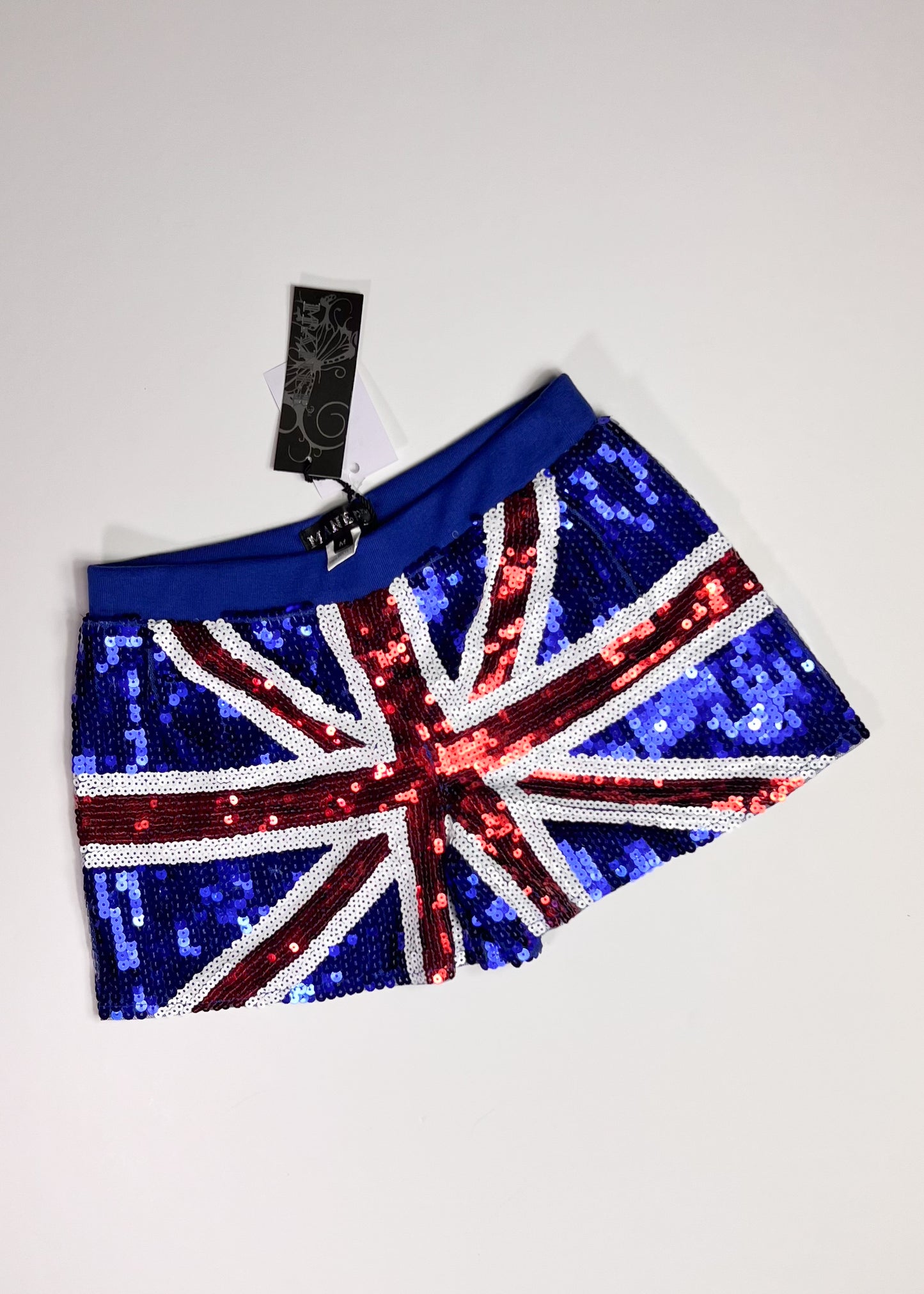 Sequin Union Jack Blue Shorts