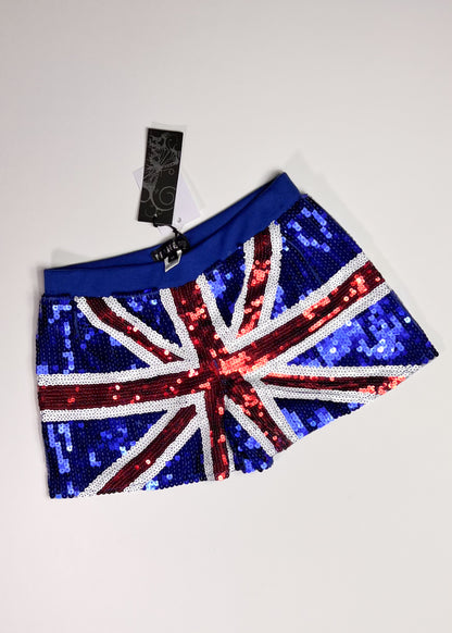 Sequin Union Jack Blue Shorts