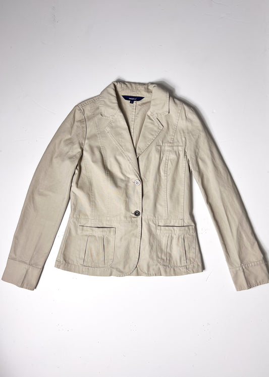 Y2K Beige Blazer Jacket with Front Pockets - UK 10