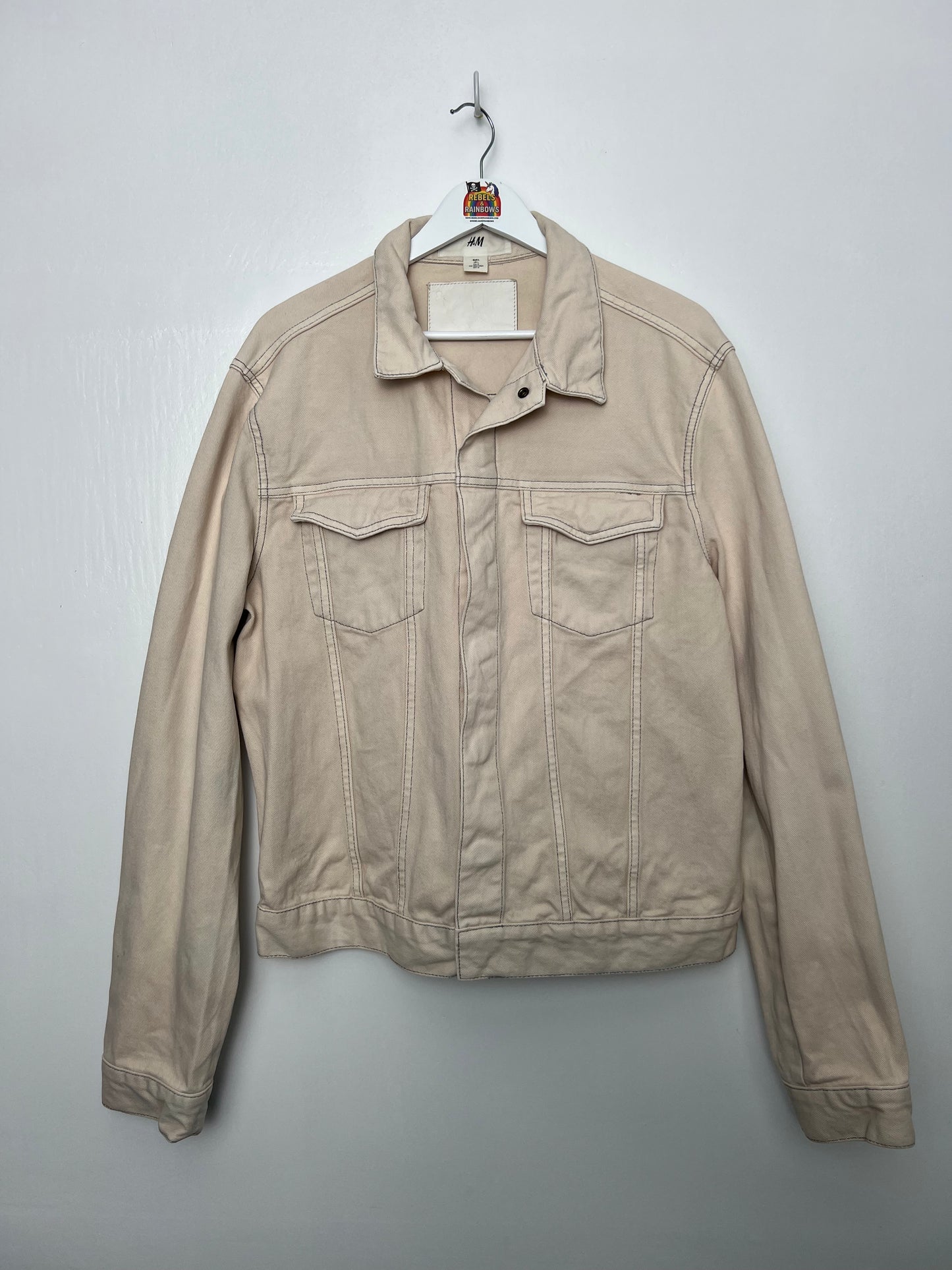 H&M Boxy Cream Denim Jacket - Large
