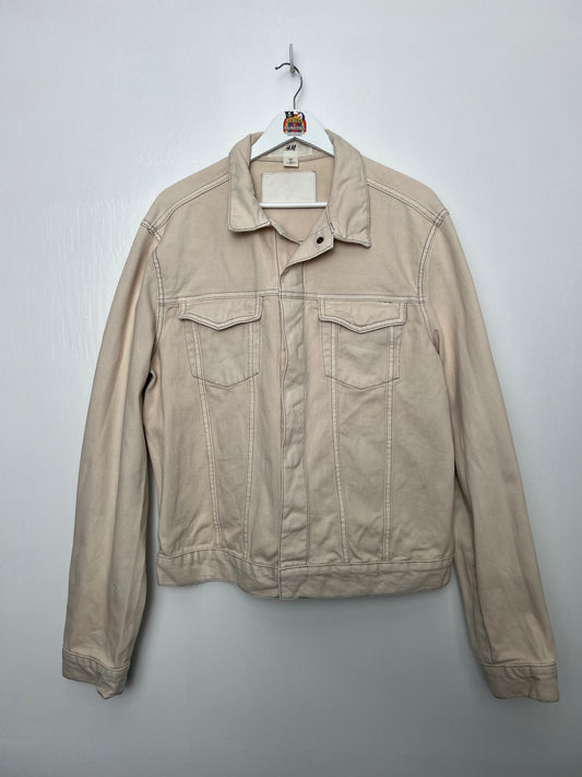 H&M Boxy Cream Denim Jacket - Large