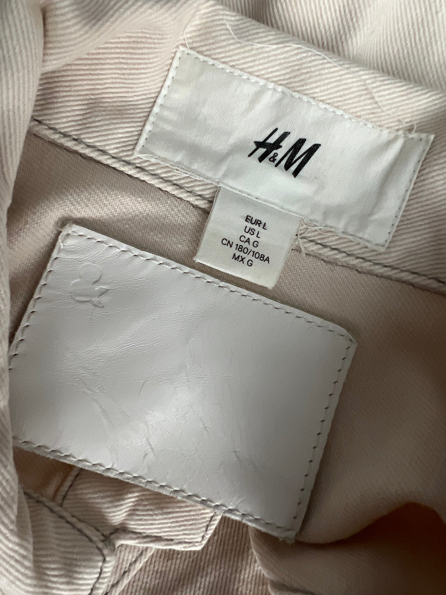 H&M Boxy Cream Denim Jacket - Large