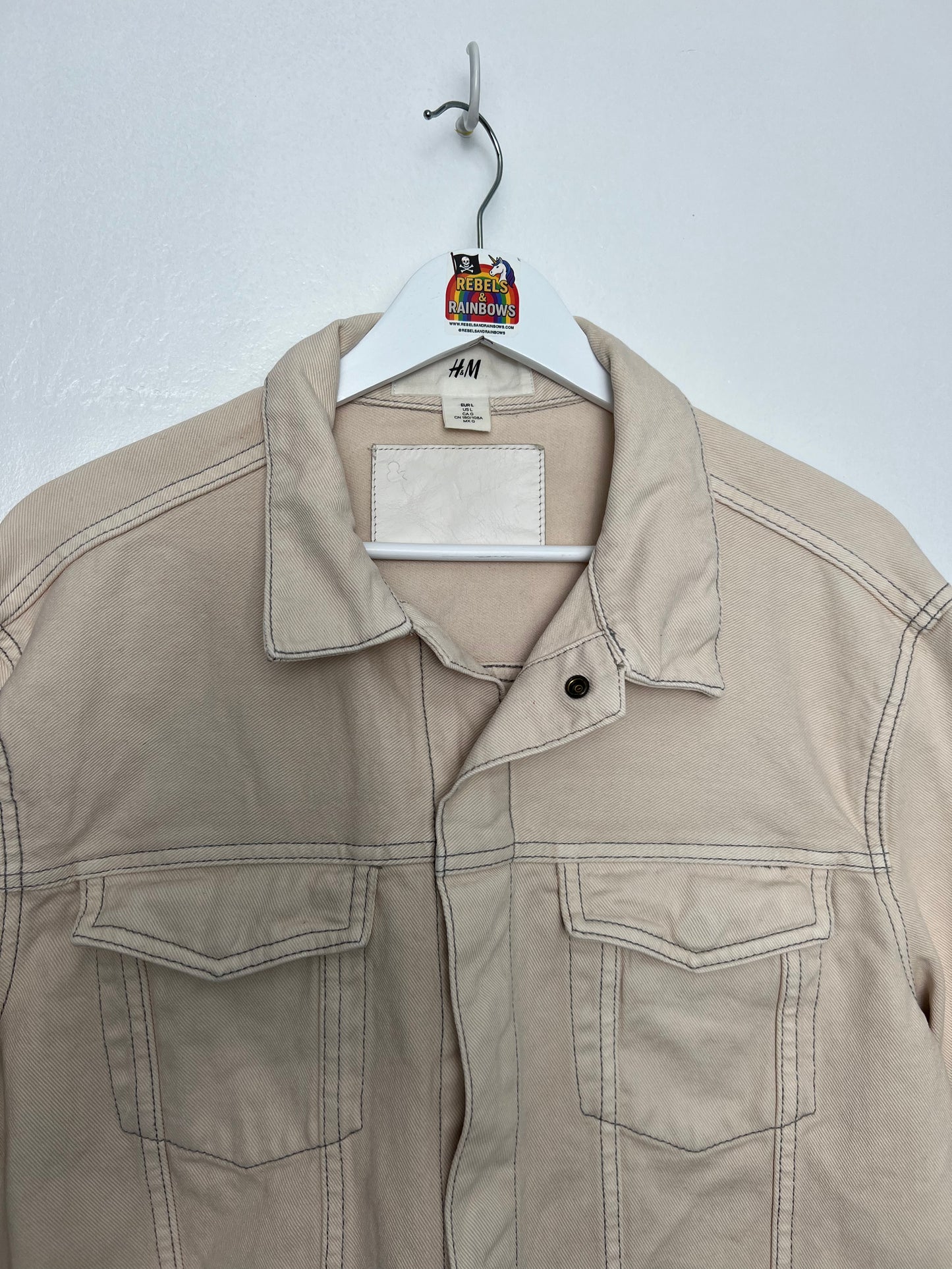H&M Boxy Cream Denim Jacket - Large
